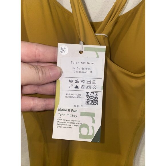 Halara In My Feels Everyday Dress Womens Medium Yellow Ur So Golden New - Picture 3 of 4